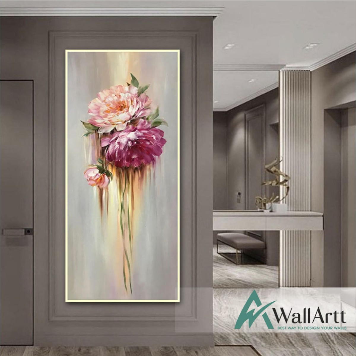 Abstract Floating Flowers Textured Partial Oil Painting